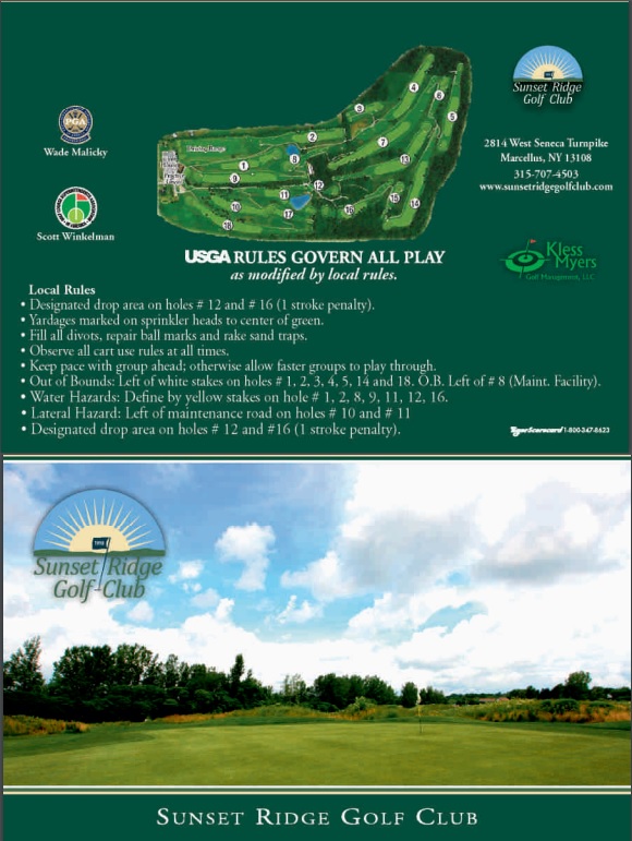 Scorecard p.1 Sunset Ridge Golf Club